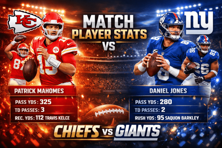 Kansas City Chiefs vs New York Giants Match Player Stats