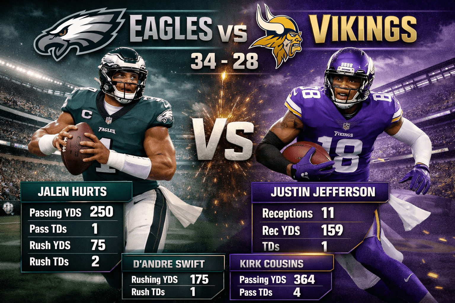 Philadelphia Eagles vs Minnesota Vikings Match Player Stats