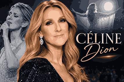 Celine Dion performing on stage in a glamorous feature image